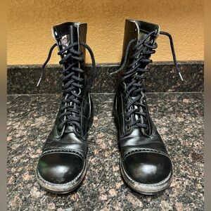 VTG CORCORAN JUMP BOOTS MENS 7.5 DBlack Leather Cap Toe Paratrooper Military